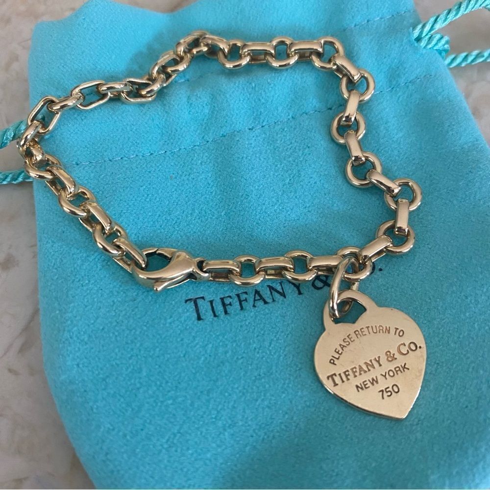 Tiffany & Co. 18K Return To Tiffany Heart Tag Bracelet 19g w/ Case, Box, Dustbag